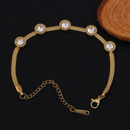 Charms Chain Bracelet Gold Plated – Single Layer, Anti-Tarnish, Waterproof, Minimalist Style (GOLD)