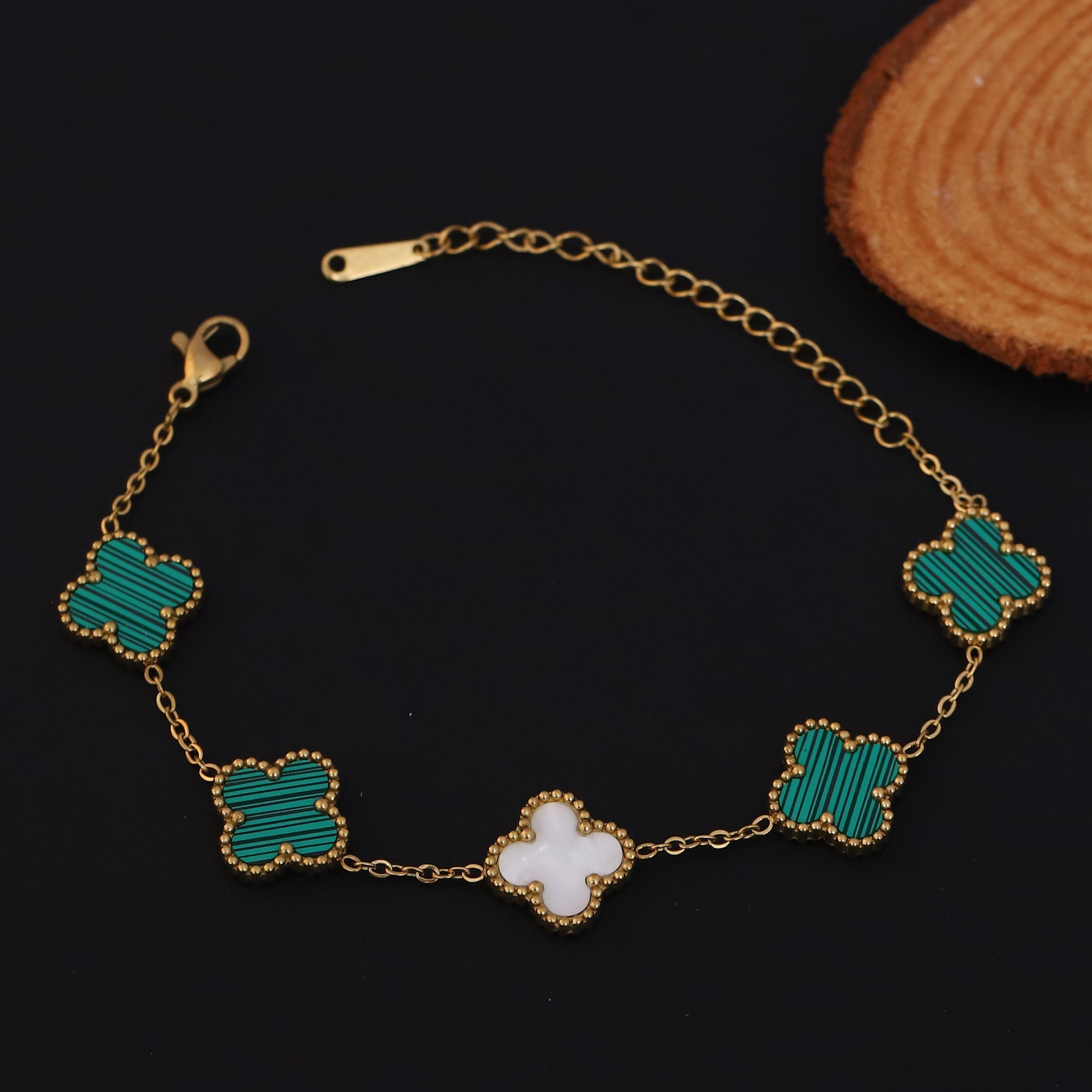 Flower Charm Multicolor Chain Bracelet Gold Plated – Single Layer, Anti-Tarnish, Waterproof, Minimalist Style (GOLD)