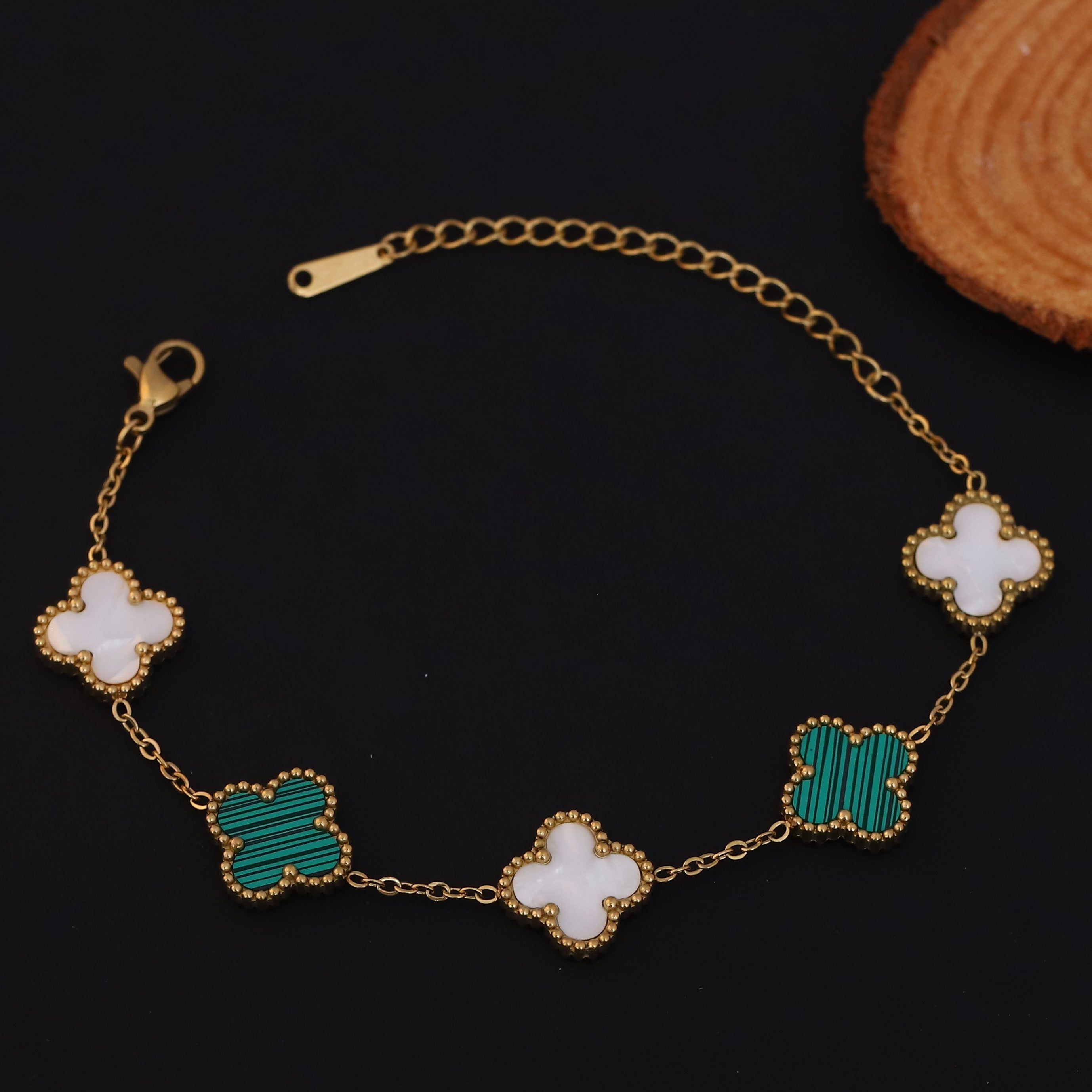 Flower Charm Multicolor Chain Bracelet Gold Plated – Single Layer, Anti-Tarnish, Waterproof, Minimalist Style (GOLD)