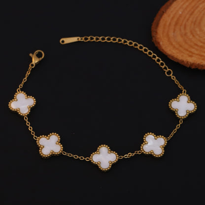 Flower Charm Multicolor Chain Bracelet Gold Plated – Single Layer, Anti-Tarnish, Waterproof, Minimalist Style (GOLD)
