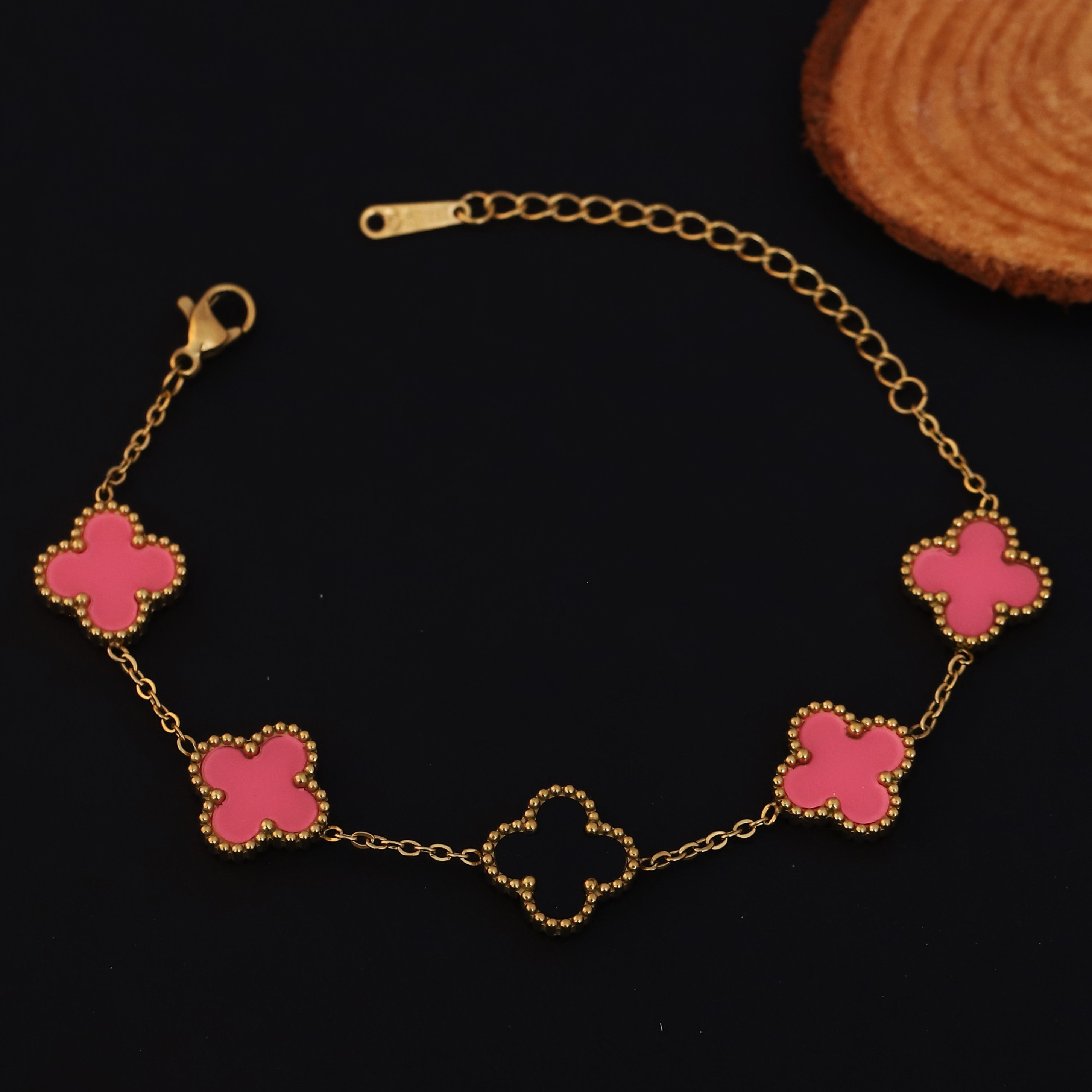 Flower Charm Multicolor Chain Bracelet Gold Plated – Single Layer, Anti-Tarnish, Waterproof, Minimalist Style (GOLD)