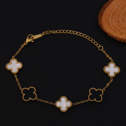 Flower Charm Multicolor Chain Bracelet Gold Plated – Single Layer, Anti-Tarnish, Waterproof, Minimalist Style (GOLD) (Copy)