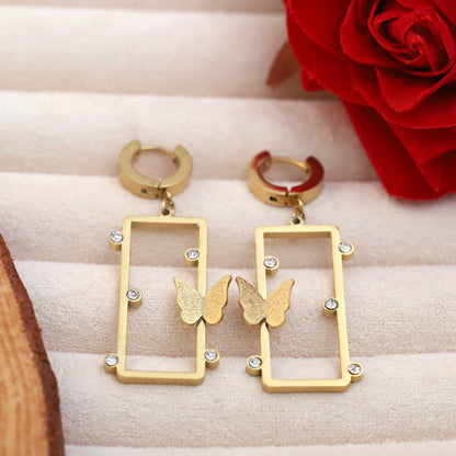 Trendy Butterfly Hoops Earrings – Gold Plated, Anti-Tarnish, Waterproof, Everyday Minimalist Jewelry (GOLD)