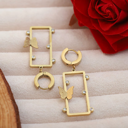 Trendy Butterfly Hoops Earrings – Gold Plated, Anti-Tarnish, Waterproof, Everyday Minimalist Jewelry (GOLD)