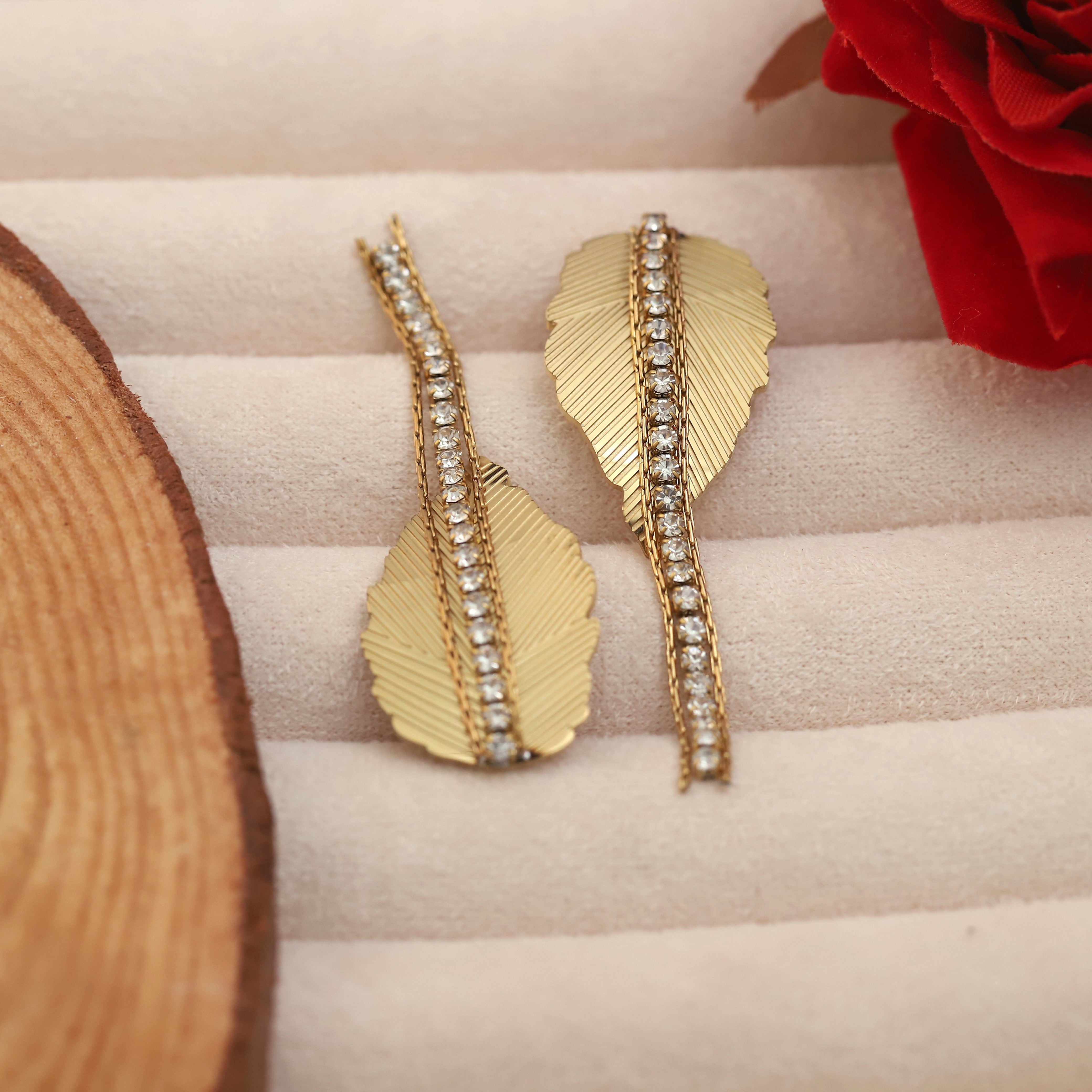 Trendy Leaf Drops Earrings – Gold Plated, Anti-Tarnish, Waterproof, Everyday Minimalist Jewelry (GOLD)