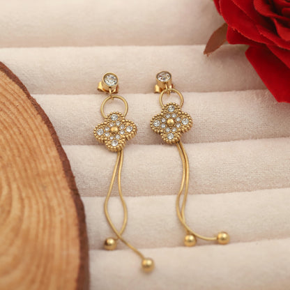 Trendy Flower Drops Earrings – Gold Plated, Anti-Tarnish, Waterproof, Everyday Minimalist Jewelry (GOLD)