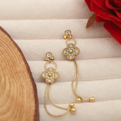 Trendy Flower Drops Earrings – Gold Plated, Anti-Tarnish, Waterproof, Everyday Minimalist Jewelry (GOLD)