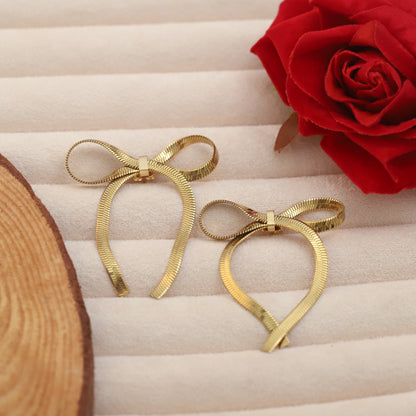 Trendy Bow Earrings – Gold Plated, Anti-Tarnish, Waterproof, Everyday Minimalist Jewelry (GOLD)