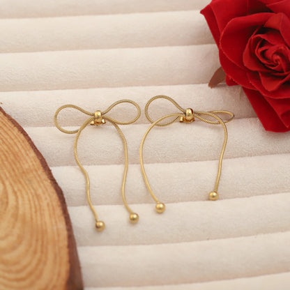 Trendy Bow Earrings – Gold Plated, Anti-Tarnish, Waterproof, Everyday Minimalist Jewelry (GOLD)