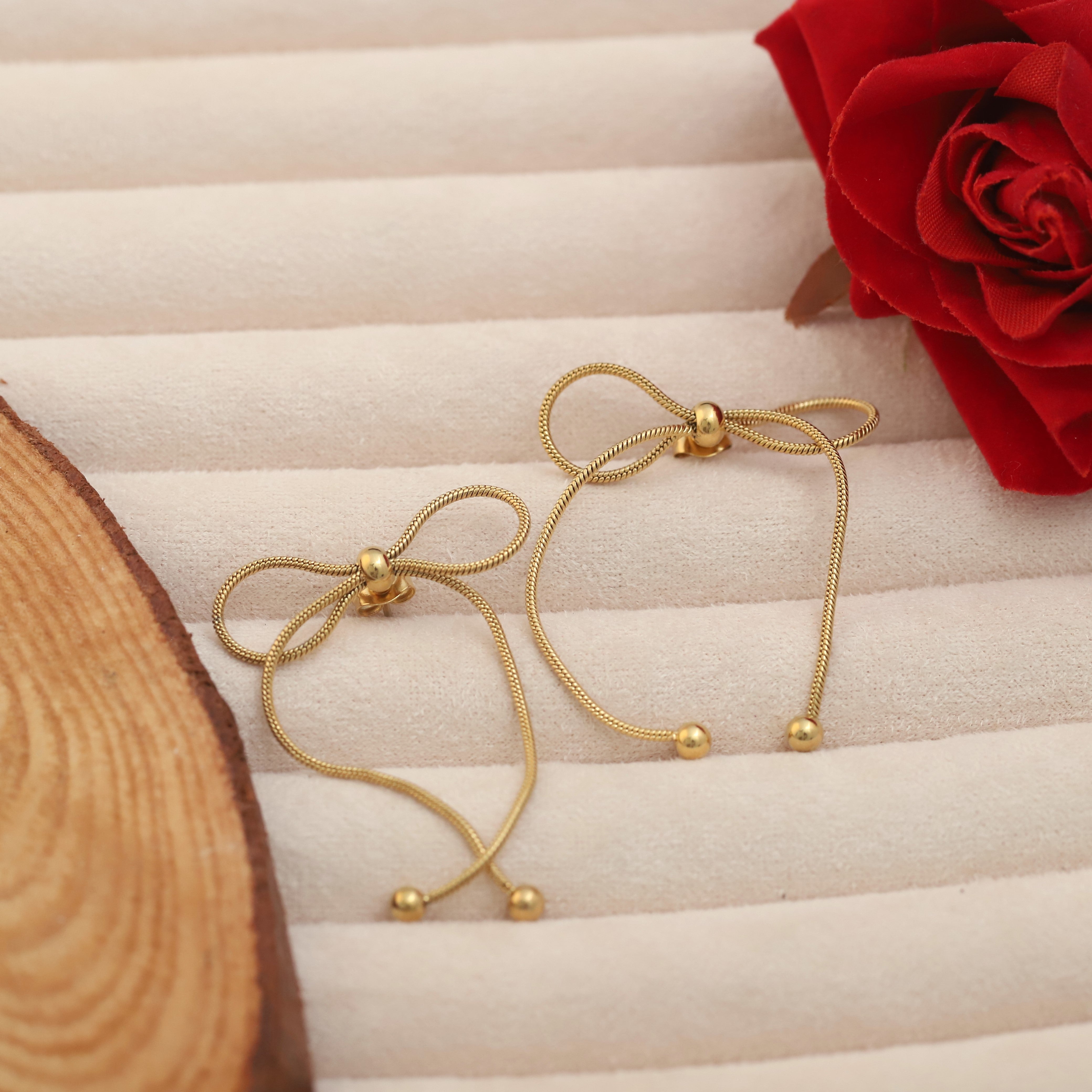 Trendy Bow Earrings – Gold Plated, Anti-Tarnish, Waterproof, Everyday Minimalist Jewelry (GOLD)