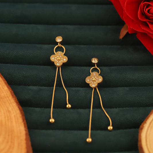 Trendy Flower Drops Earrings – Gold Plated, Anti-Tarnish, Waterproof, Everyday Minimalist Jewelry (GOLD)
