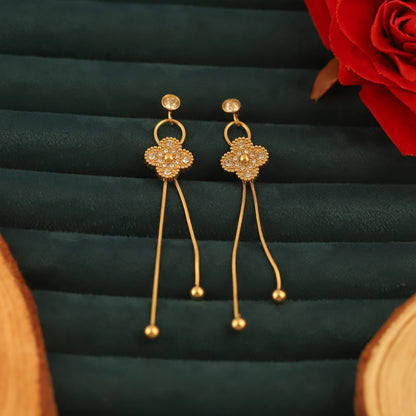Trendy Flower Drops Earrings – Gold Plated, Anti-Tarnish, Waterproof, Everyday Minimalist Jewelry (GOLD)