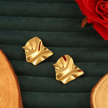Trendy Stud Earrings – Gold Plated, Anti-Tarnish, Waterproof, Everyday Minimalist Jewelry (GOLD)