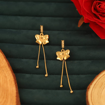 Trendy Bow Drops Earrings – Gold Plated, Anti-Tarnish, Waterproof, Everyday Minimalist Jewelry (GOLD)