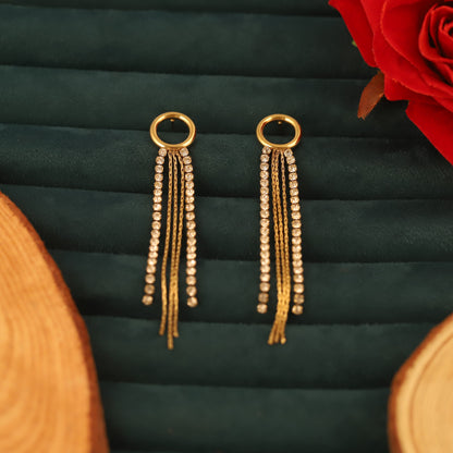 Trendy Drops White Stones Earrings – Gold Plated, Anti-Tarnish, Waterproof, Everyday Minimalist Jewelry (GOLD)
