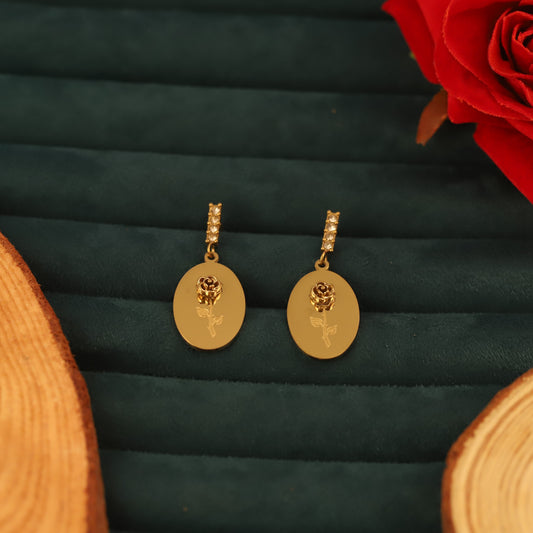 Trendy Rose Drops Earrings – Gold Plated, Anti-Tarnish, Waterproof, Everyday Minimalist Jewelry (GOLD)