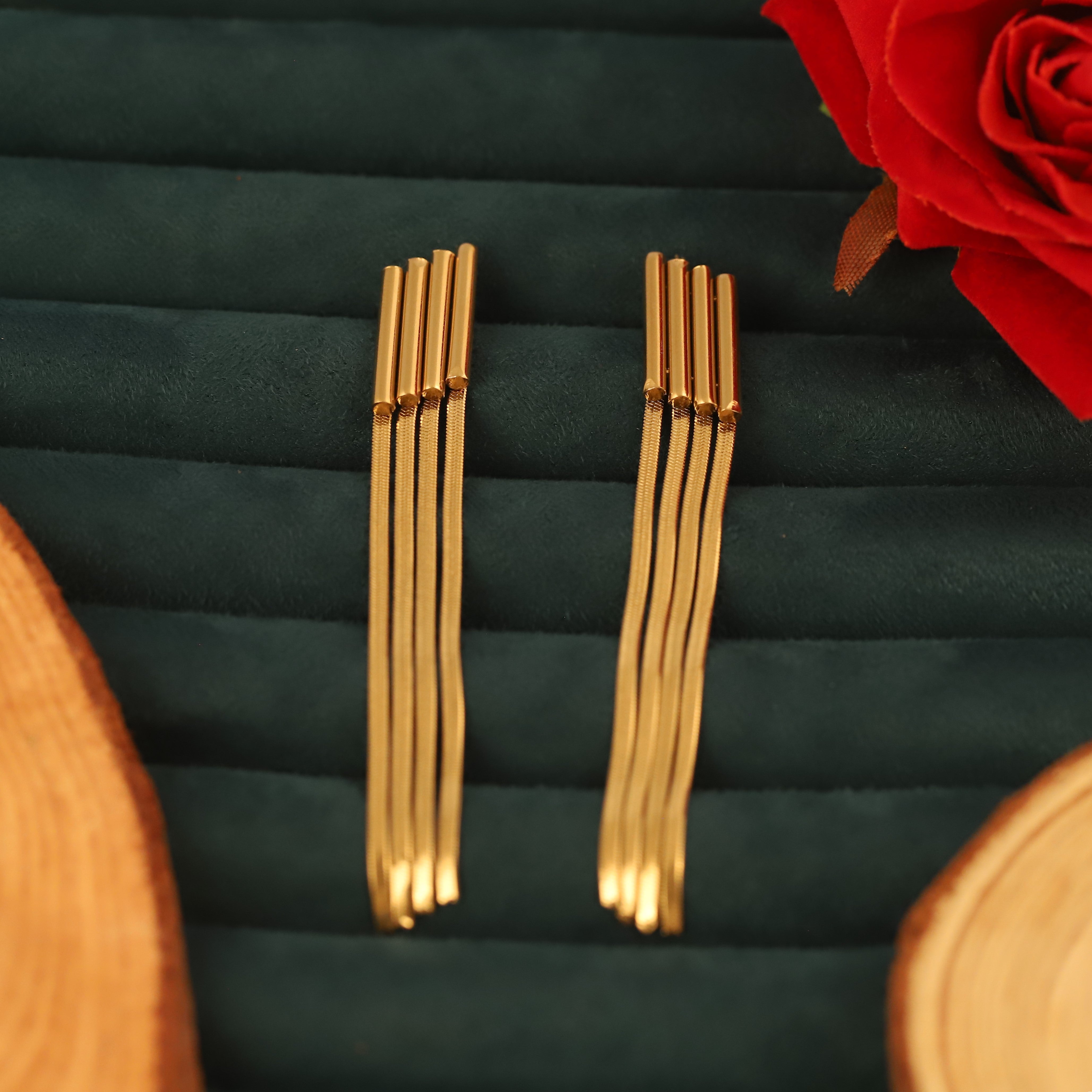 Trendy Drops Earrings – Gold Plated, Anti-Tarnish, Waterproof, Everyday Minimalist Jewelry (GOLD)