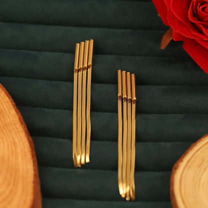 Trendy Drops Earrings – Gold Plated, Anti-Tarnish, Waterproof, Everyday Minimalist Jewelry (GOLD)