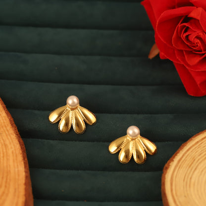 Trendy Flower Stud Earrings – Gold Plated, Anti-Tarnish, Waterproof, Everyday Minimalist Jewelry (GOLD)