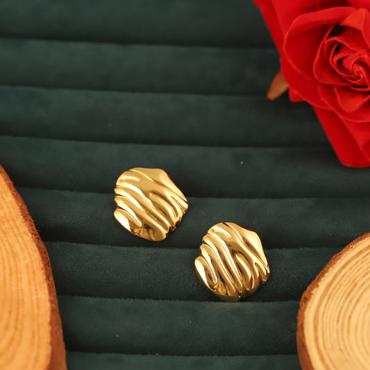 Trendy Stud Earrings – Gold Plated, Anti-Tarnish, Waterproof, Everyday Minimalist Jewelry (GOLD)