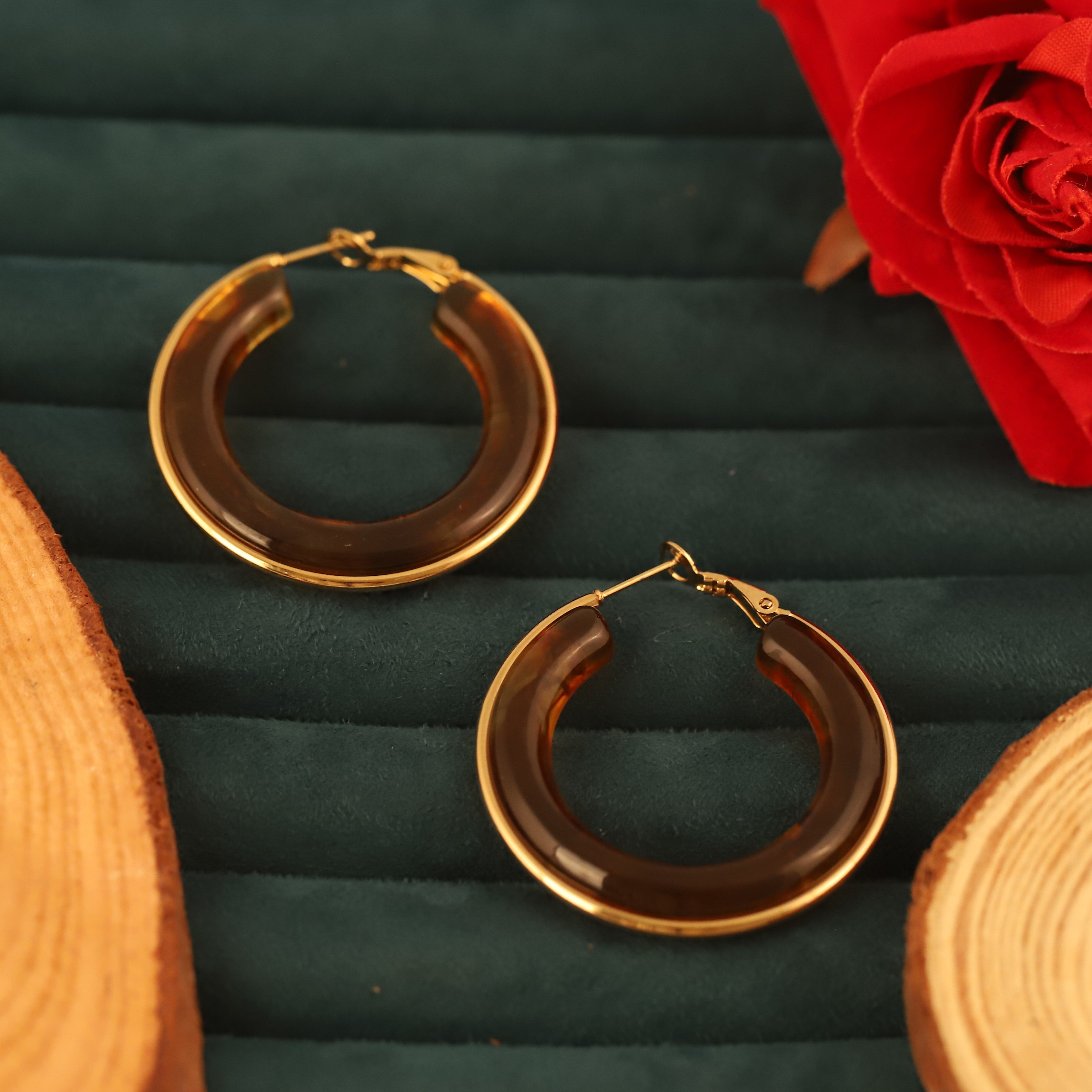 Trendy Hoop Earrings – Gold Plated, Anti-Tarnish, Waterproof, Everyday Minimalist Jewelry (GOLD)