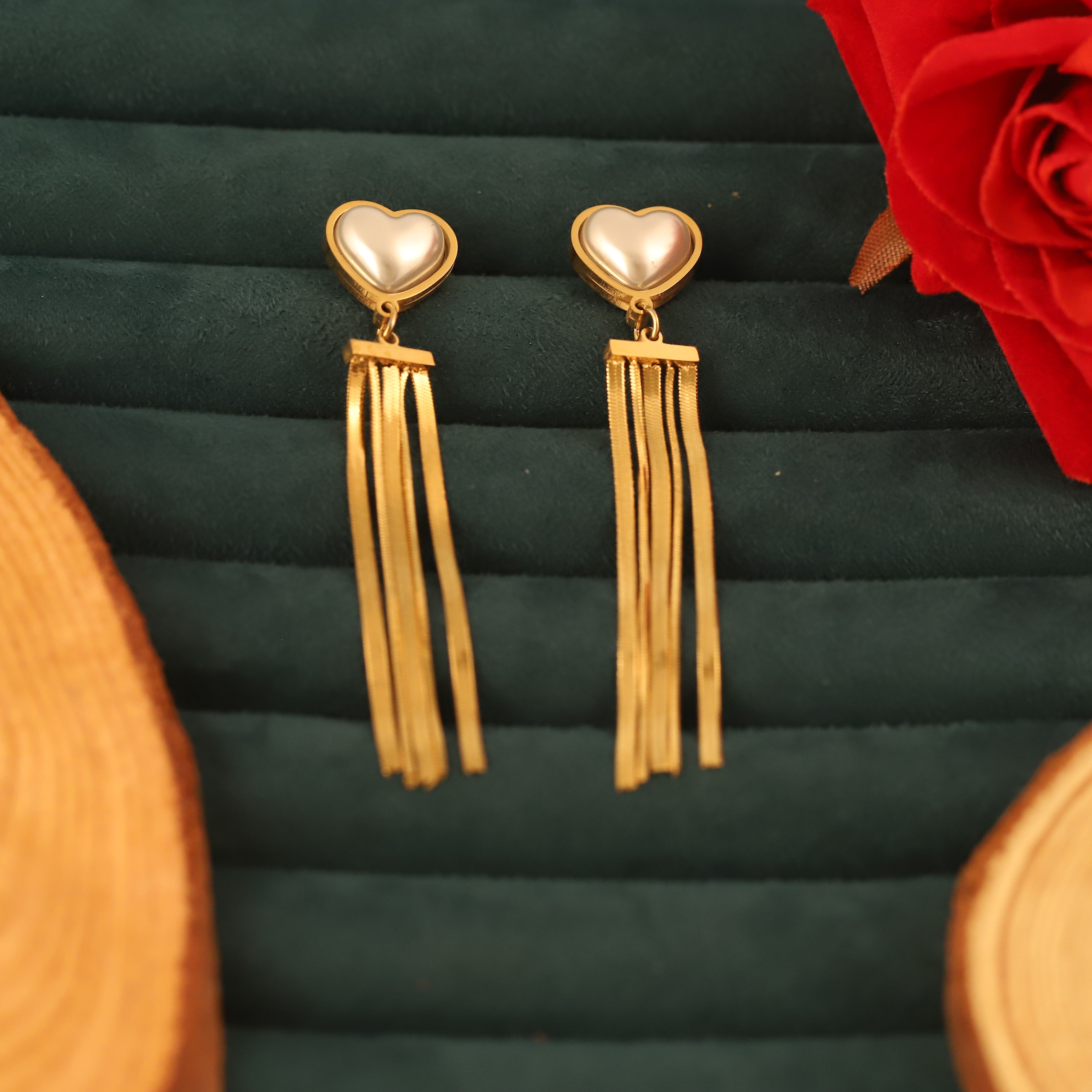 Trendy Pearl Drops Earrings – Gold Plated, Anti-Tarnish, Waterproof, Everyday Minimalist Jewelry (GOLD)