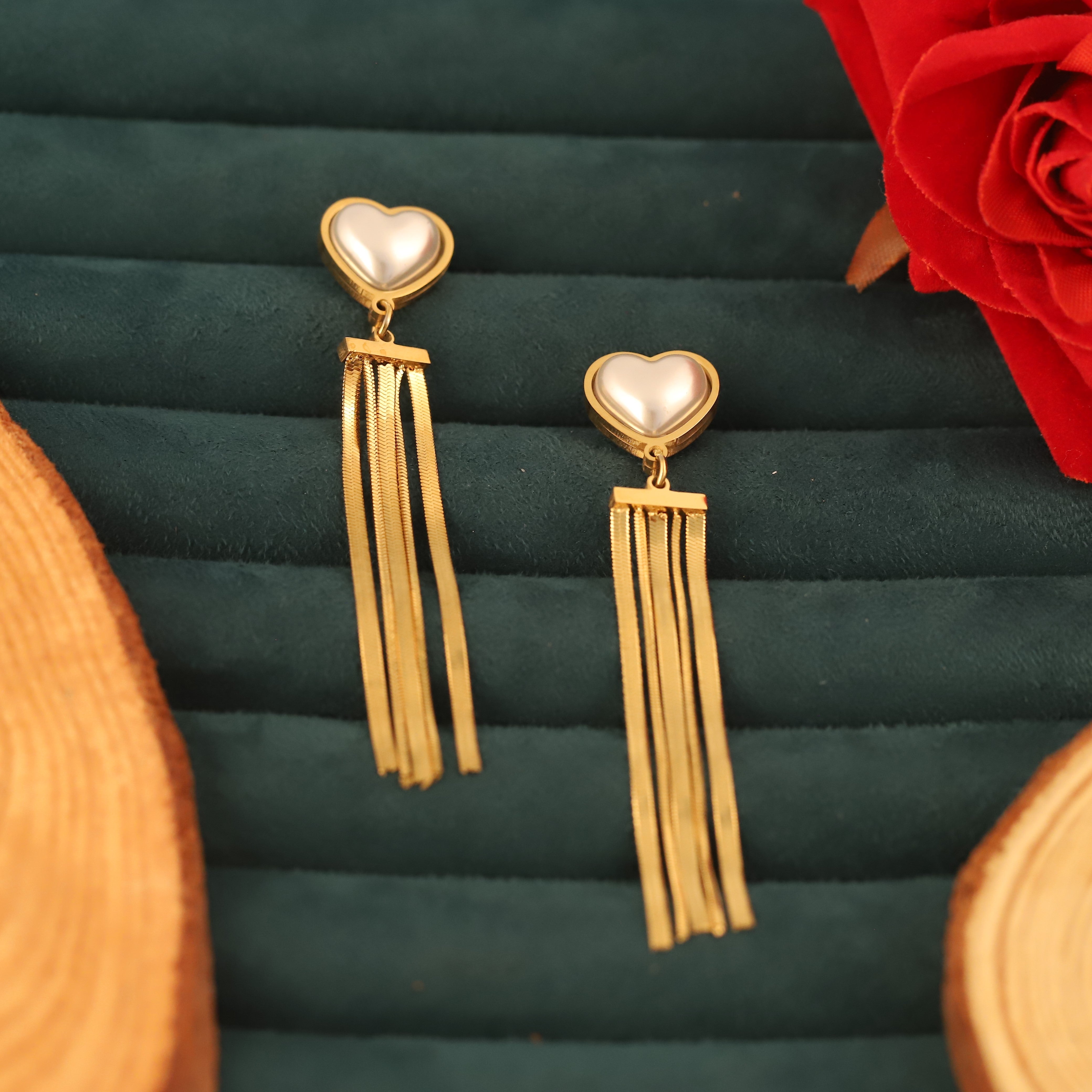 Trendy Pearl Drops Earrings – Gold Plated, Anti-Tarnish, Waterproof, Everyday Minimalist Jewelry (GOLD)
