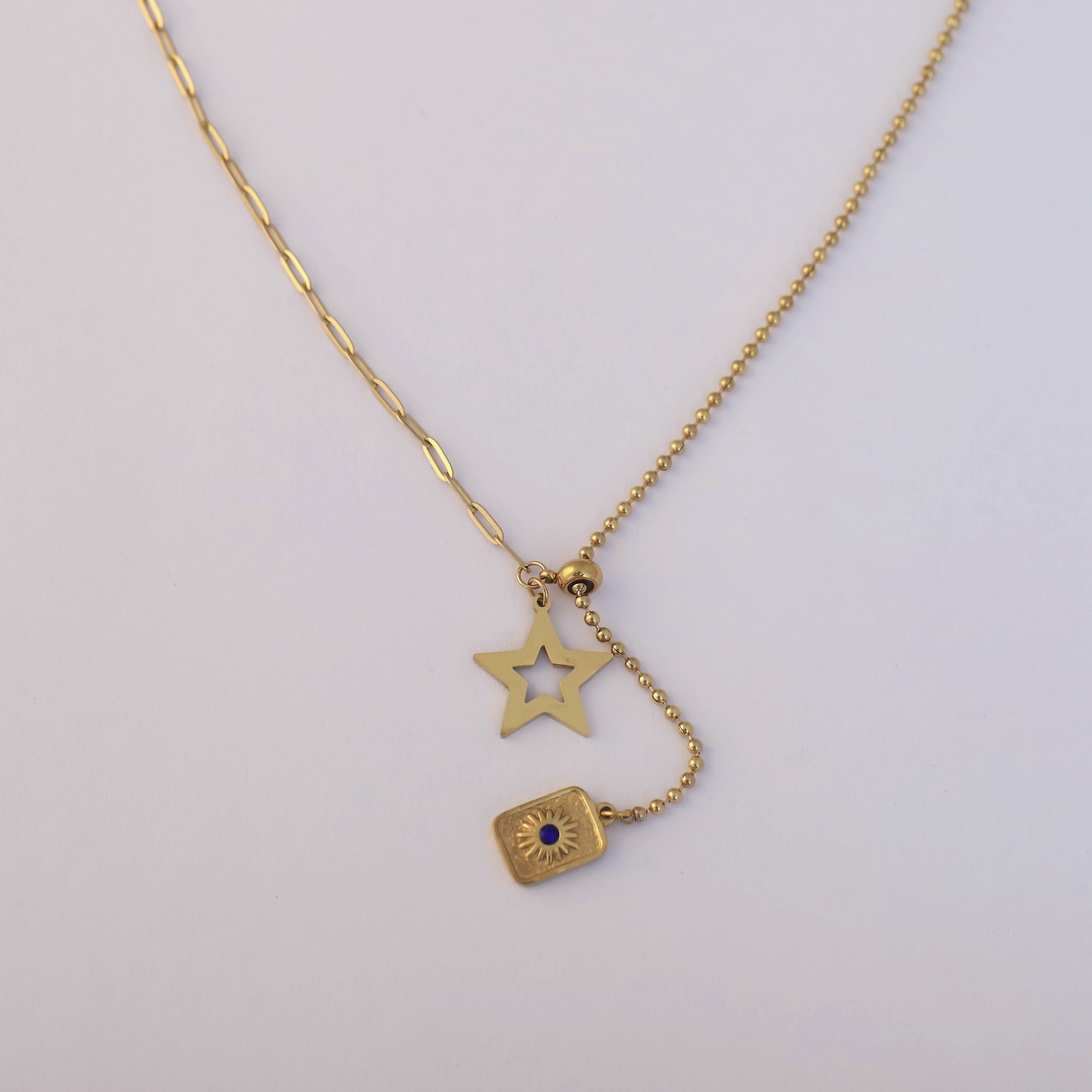 Star Charm Chain Gold Plated – Single Layer, Anti-Tarnish, Waterproof, Minimalist Style (GOLD)