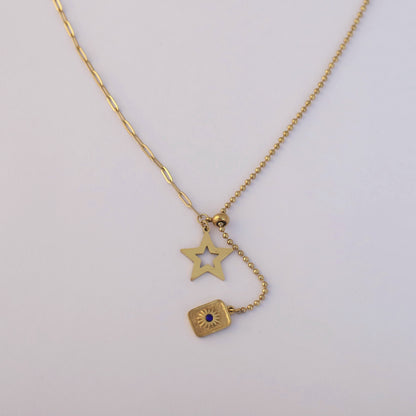 Star Charm Chain Gold Plated – Single Layer, Anti-Tarnish, Waterproof, Minimalist Style (GOLD)