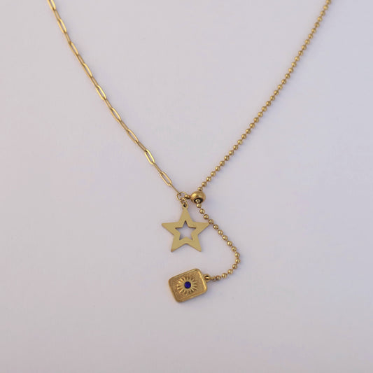 Star Charm Chain Gold Plated – Single Layer, Anti-Tarnish, Waterproof, Minimalist Style (GOLD)