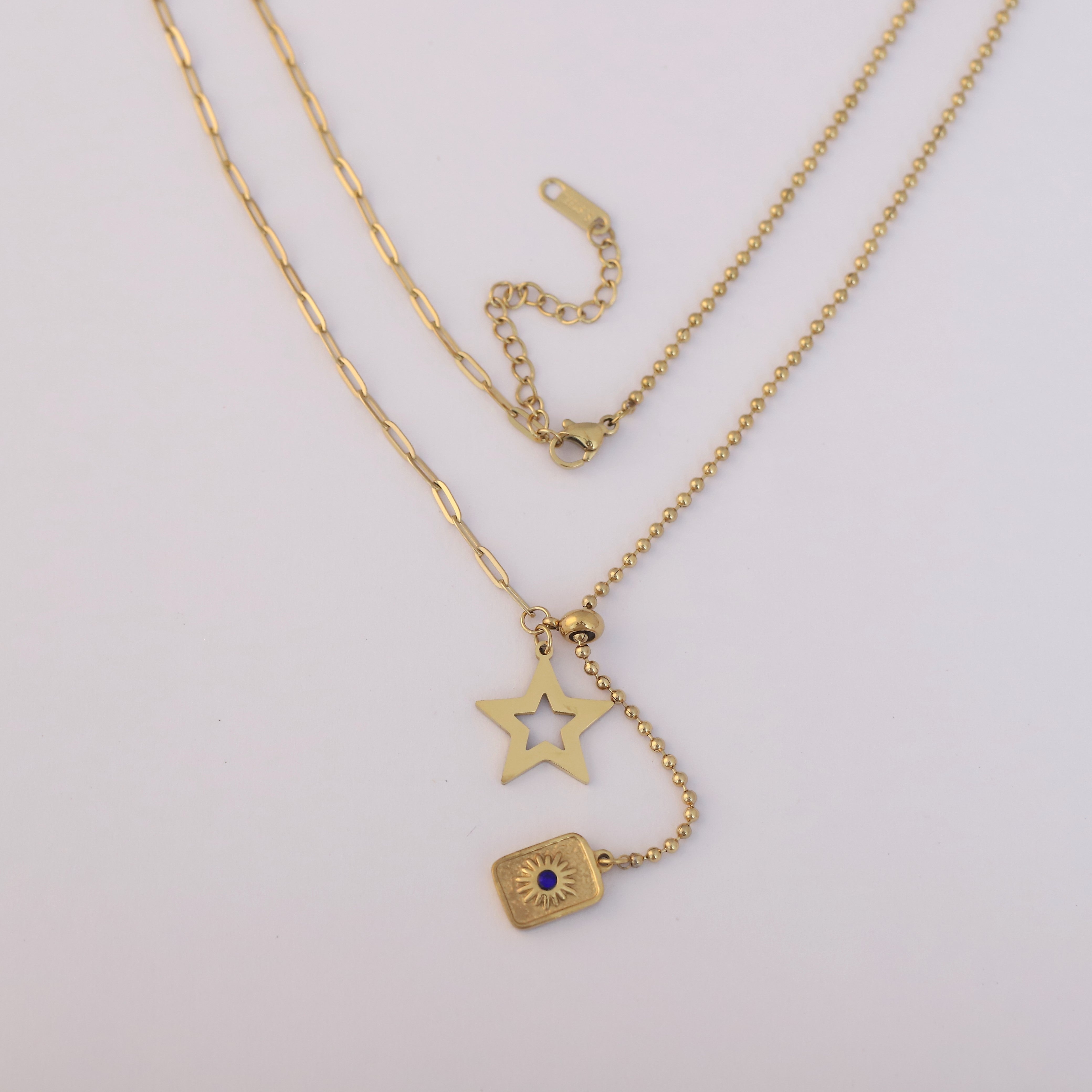 Star Charm Chain Gold Plated – Single Layer, Anti-Tarnish, Waterproof, Minimalist Style (GOLD)