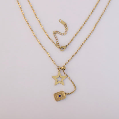 Star Charm Chain Gold Plated – Single Layer, Anti-Tarnish, Waterproof, Minimalist Style (GOLD)