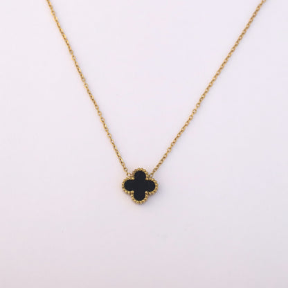 Flower Charm Black Chain Gold Plated – Single Layer, Anti-Tarnish, Waterproof, Minimalist Style (GOLD)