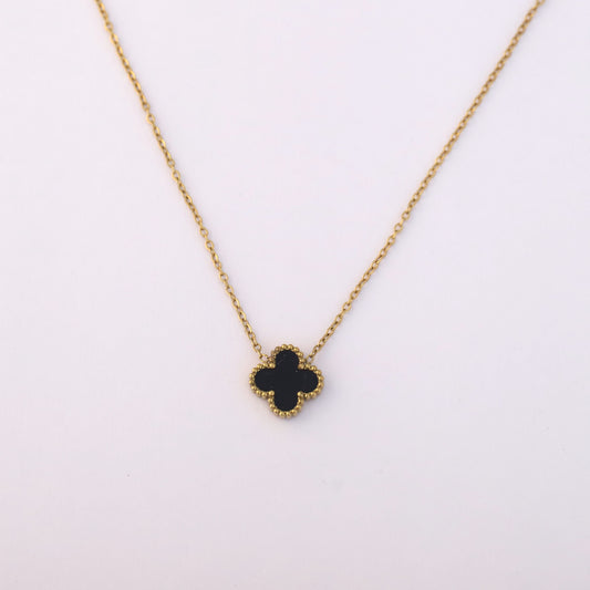 Flower Charm Black Chain Gold Plated – Single Layer, Anti-Tarnish, Waterproof, Minimalist Style (GOLD)
