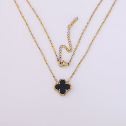 Flower Charm Black Chain Gold Plated – Single Layer, Anti-Tarnish, Waterproof, Minimalist Style (GOLD)