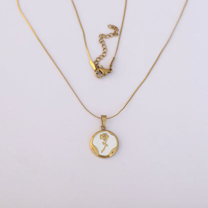 Rose Charm Chain Gold Plated – Single Layer, Anti-Tarnish, Waterproof, Minimalist Style (GOLD)