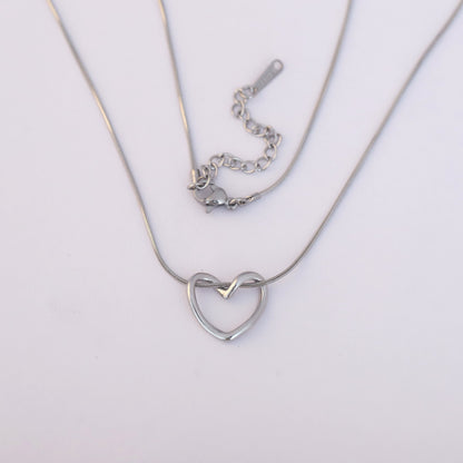 Heart Charm Chain Gold Plated – Single Layer, Anti-Tarnish, Waterproof, Minimalist Style (SILVER)