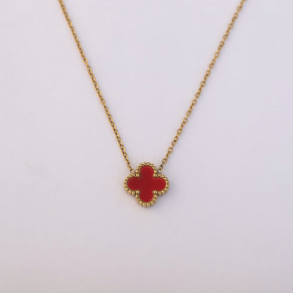 Flower Charm Red Chain Gold Plated – Single Layer, Anti-Tarnish, Waterproof, Minimalist Style (GOLD)