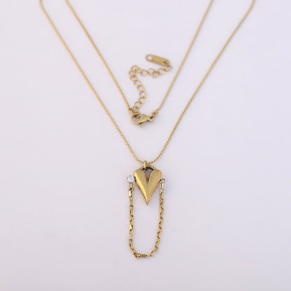 Heart Charm Chain Gold Plated – Single Layer, Anti-Tarnish, Waterproof, Minimalist Style (GOLD)