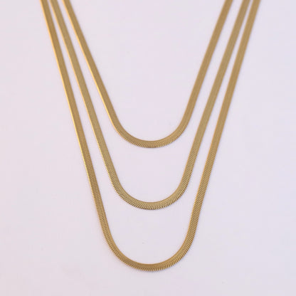 Snack Chain 3 Layer Gold Plated – 3 Layer, Anti-Tarnish, Waterproof, Minimalist Style (GOLD)