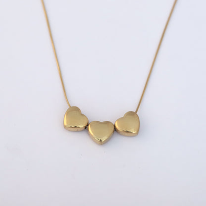 Heart Charm Chain Gold Plated – Single Layer, Anti-Tarnish, Waterproof, Minimalist Style (GOLD)