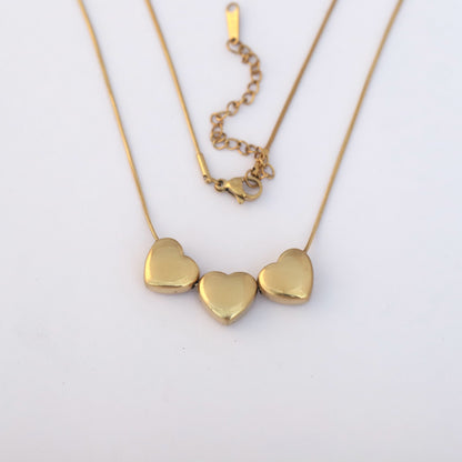 Heart Charm Chain Gold Plated – Single Layer, Anti-Tarnish, Waterproof, Minimalist Style (GOLD)