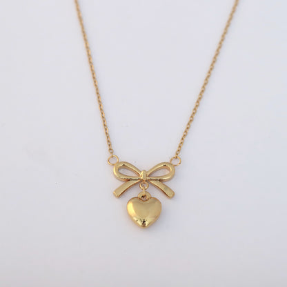 Heart Charm Chain Gold Plated – Single Layer, Anti-Tarnish, Waterproof, Minimalist Style (GOLD)