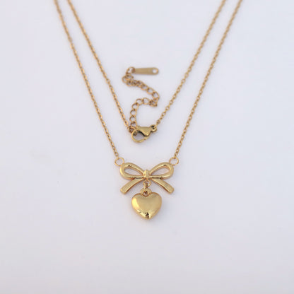 Heart Charm Chain Gold Plated – Single Layer, Anti-Tarnish, Waterproof, Minimalist Style (GOLD)