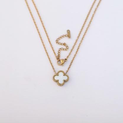 Flower Charm White Chain Gold Plated – Single Layer, Anti-Tarnish, Waterproof, Minimalist Style (GOLD)