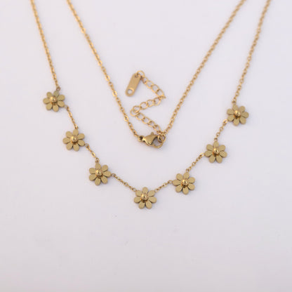 Flower Charm Chain Gold Plated – Single Layer, Anti-Tarnish, Waterproof, Minimalist Style (GOLD)