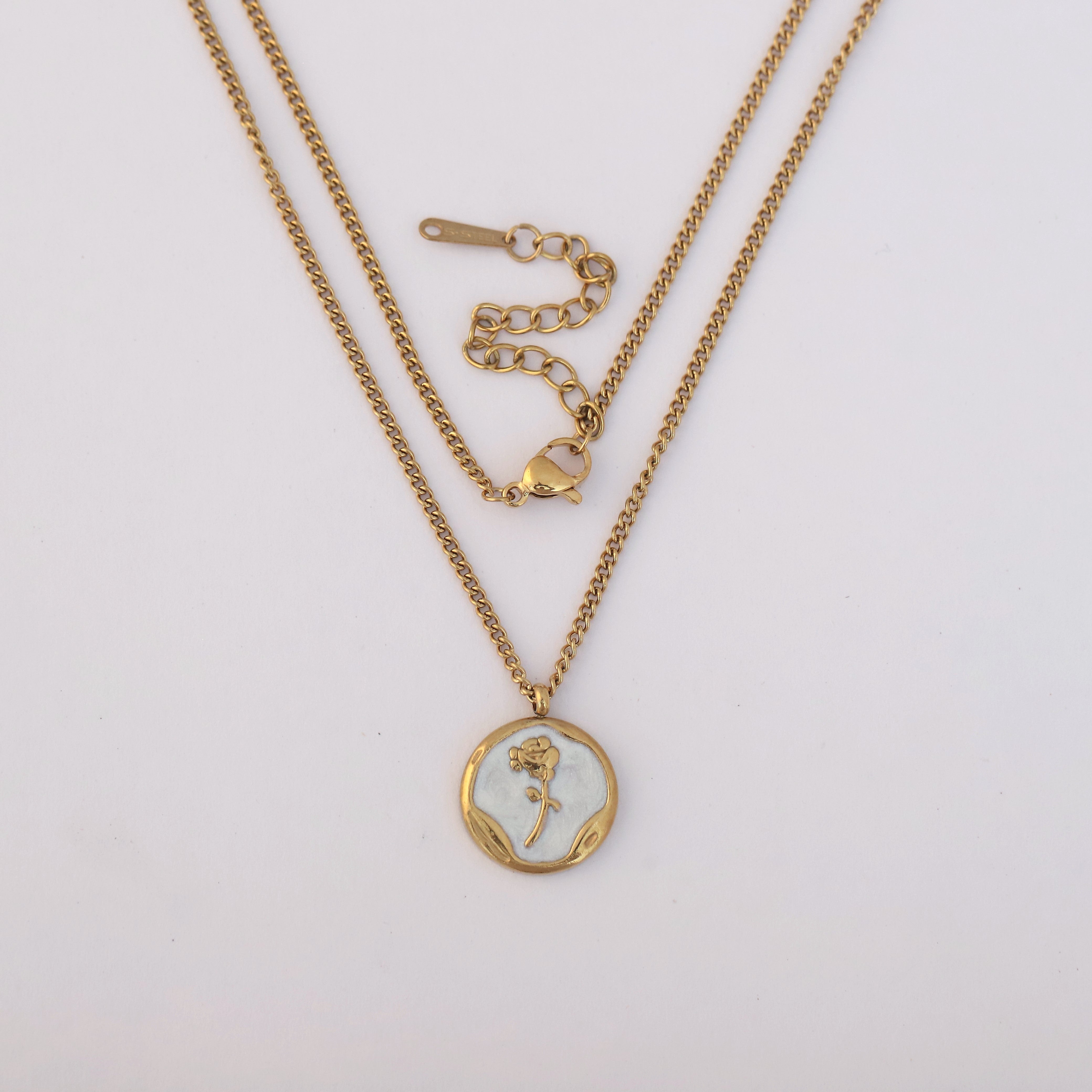 Rose Charm Chain Gold Plated – Single Layer, Anti-Tarnish, Waterproof, Minimalist Style (GOLD)