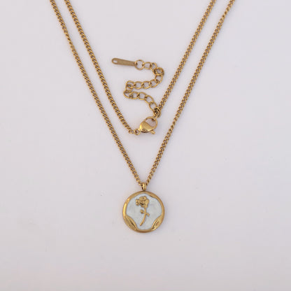 Rose Charm Chain Gold Plated – Single Layer, Anti-Tarnish, Waterproof, Minimalist Style (GOLD)