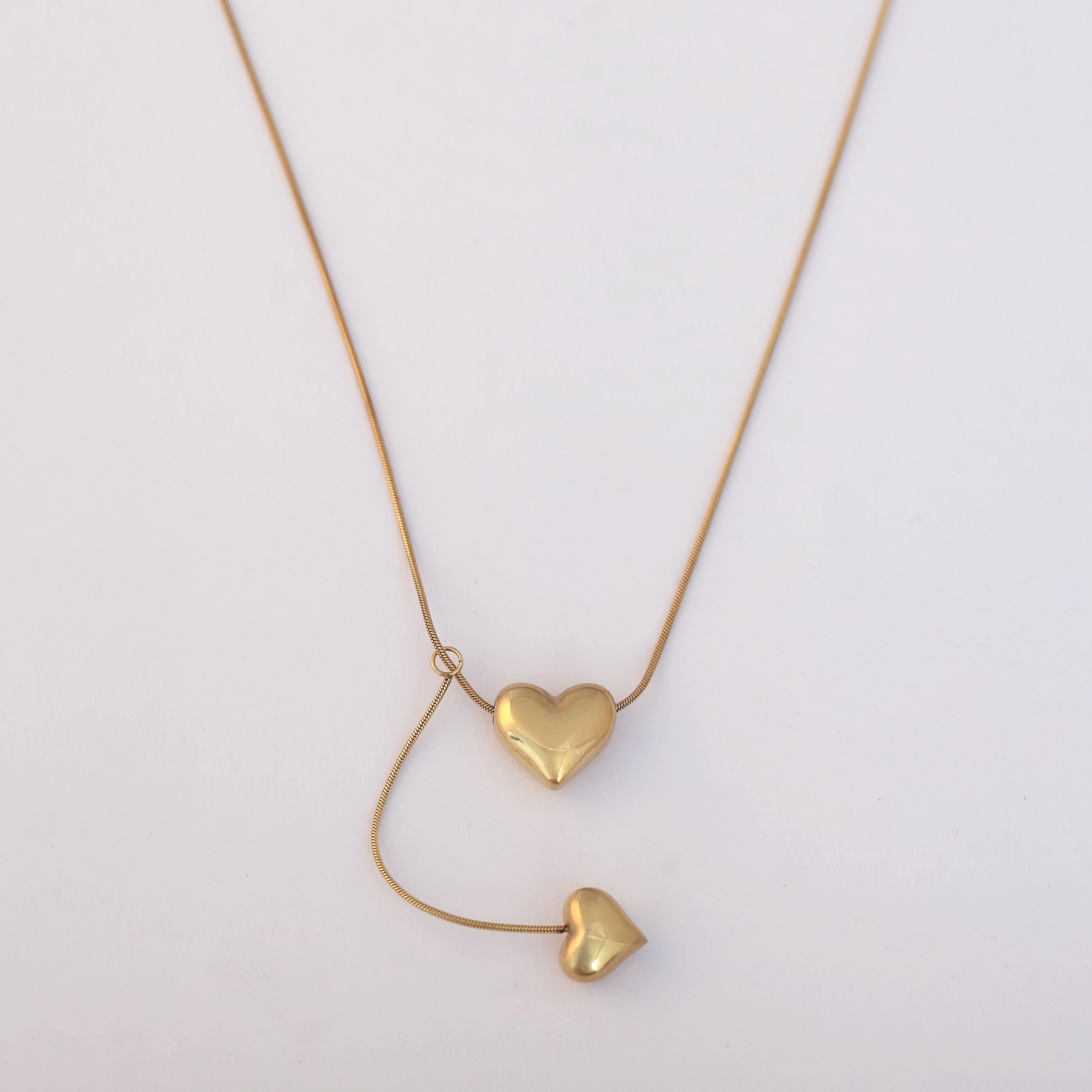 Heart Charm Chain Gold Plated – Single Layer, Anti-Tarnish, Waterproof, Minimalist Style (GOLD)