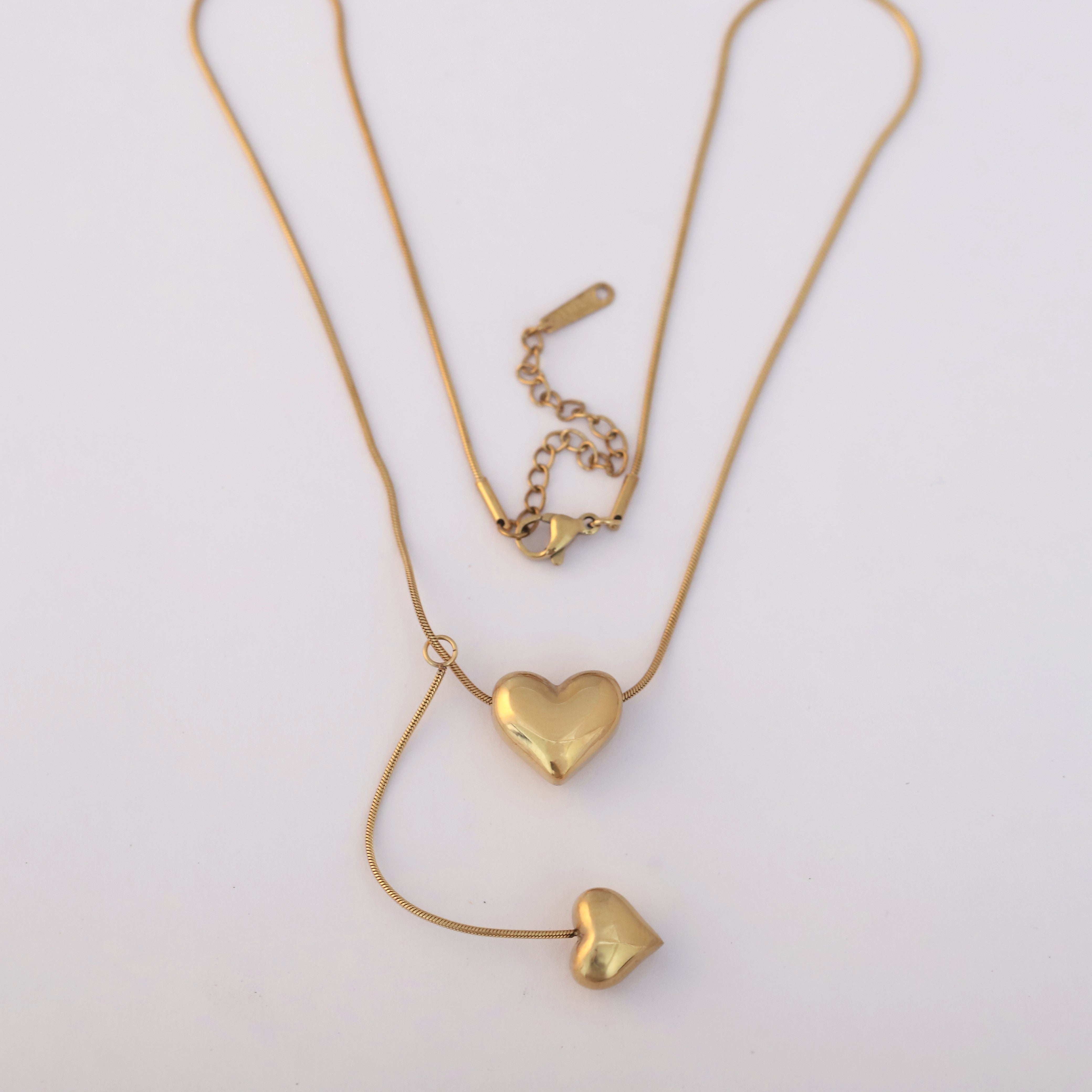 Heart Charm Chain Gold Plated – Single Layer, Anti-Tarnish, Waterproof, Minimalist Style (GOLD)